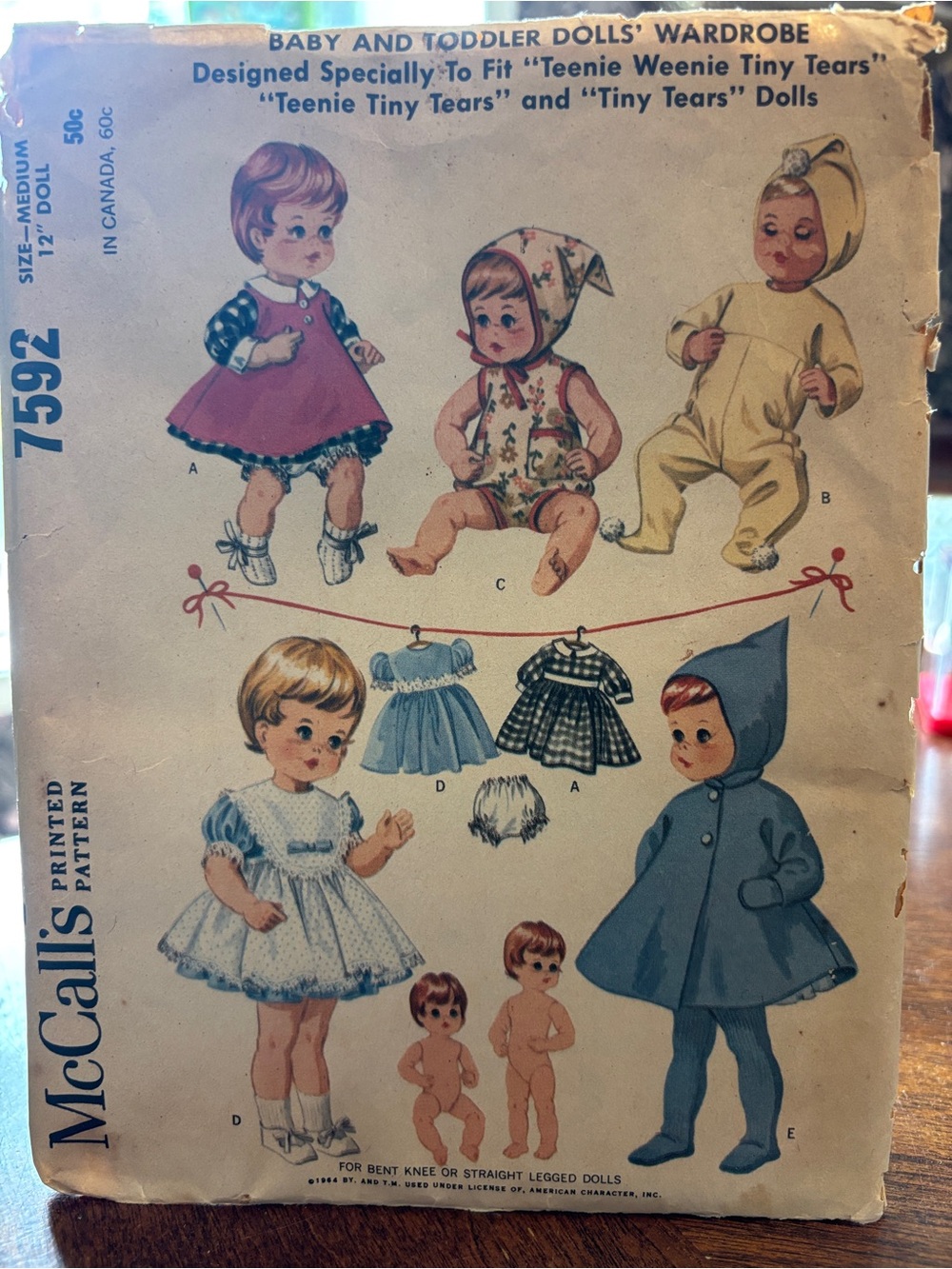 Kids Doll Wardrobe Pattern - Blue and Cream Vintage Doll Clothes